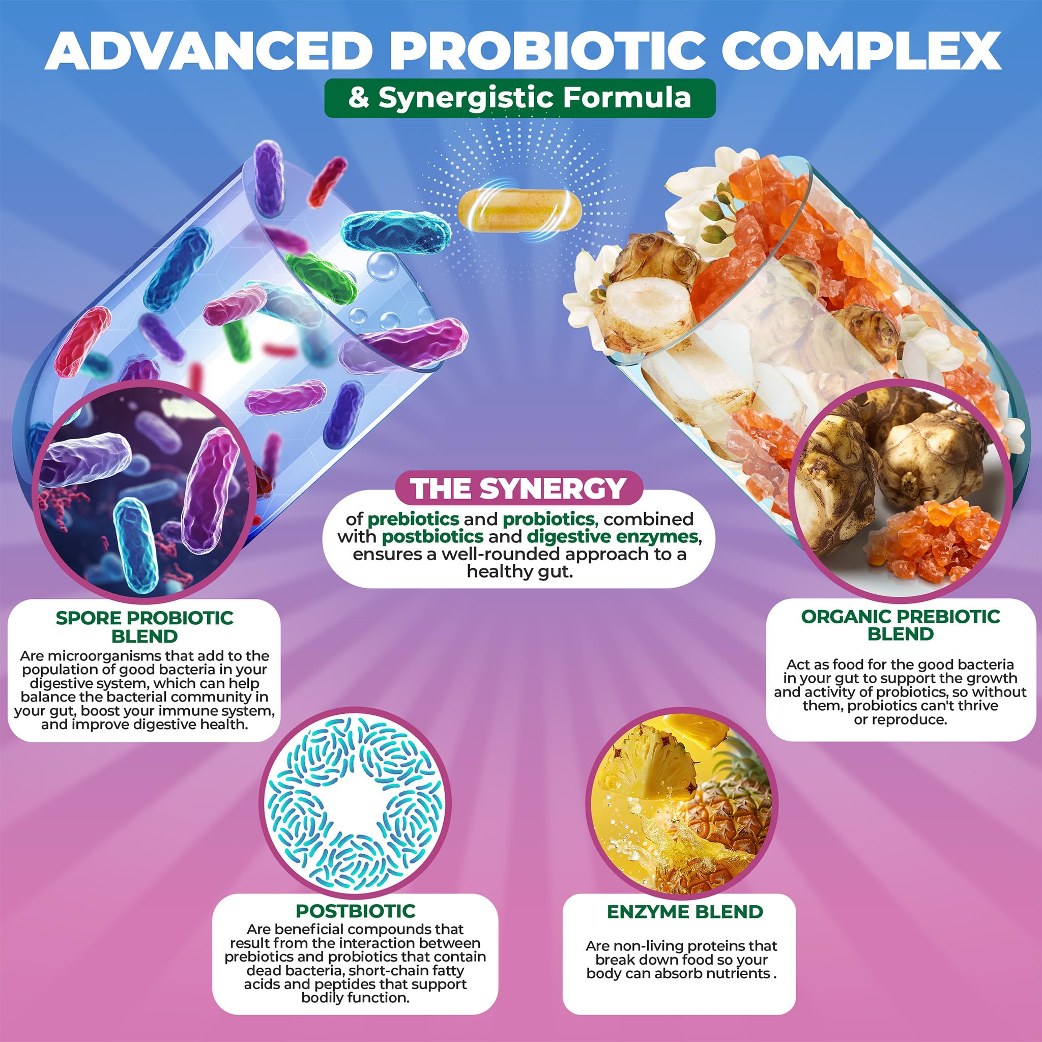 MoxyVites Spore Probiotic Complex - All In One Prebiotics and Probiotics for Digestive Health, Postbiotic, Digestive Enzymes Daily Supplement - Spore Based Probiotic for Women & Men MoxyVites Au supplements