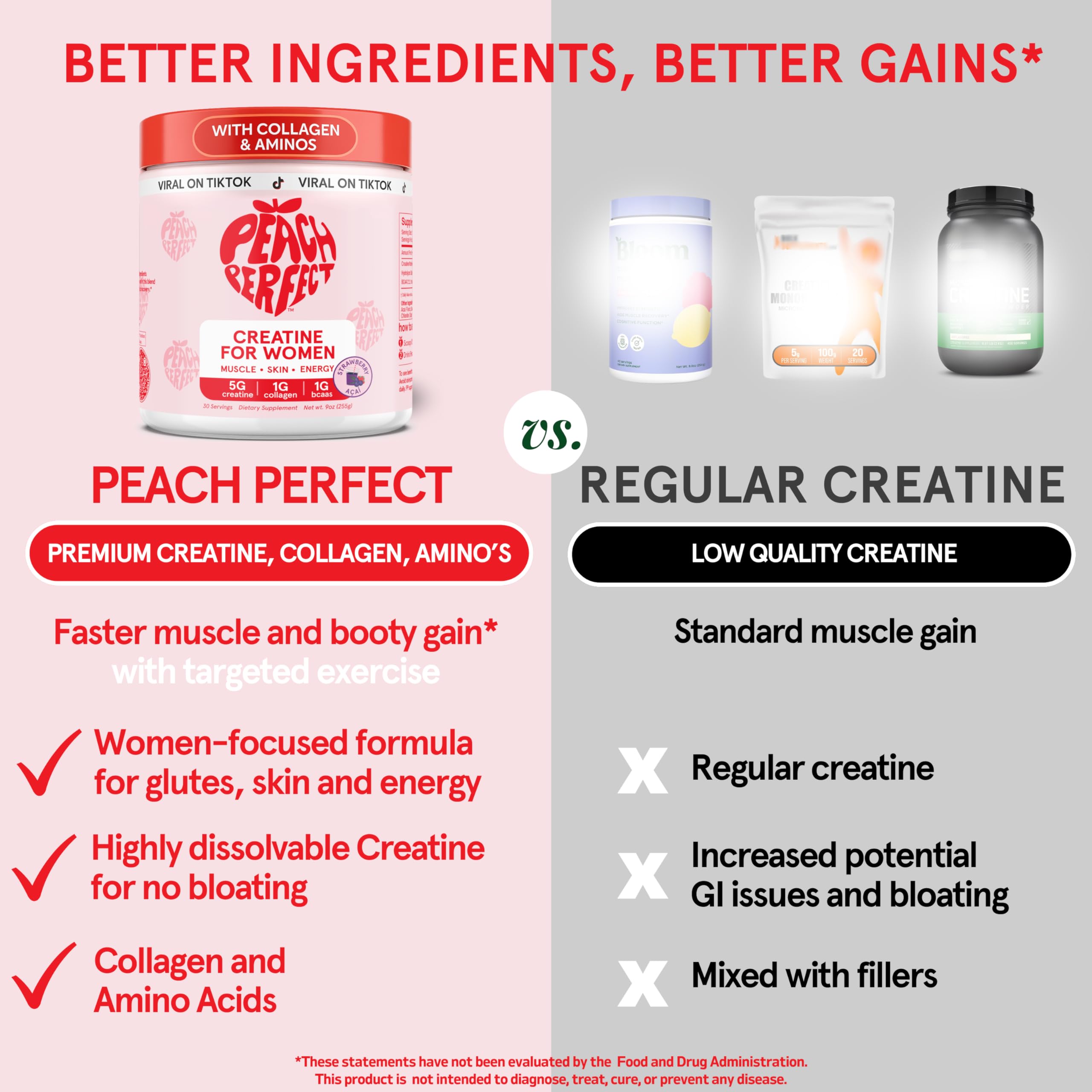 Peach Perfect Creatine Blend for Women – Micronized Creatine Monohydrate with BCAA & Collagen for Glute Strength Support – Strawberry Acai – 30 Servings Peach Perfect Au supplements