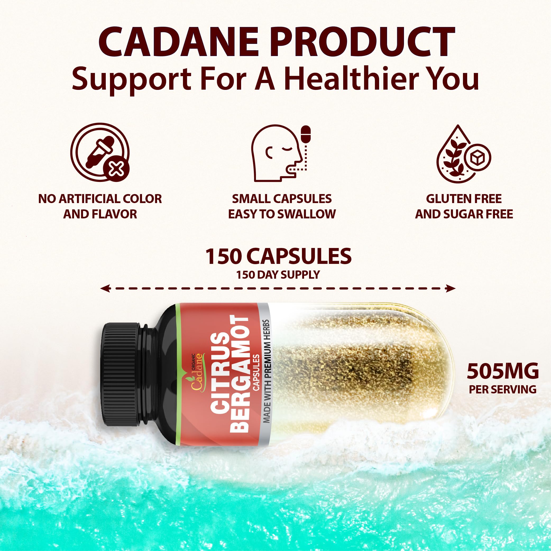Cadane Citrus Bergamot Supplement Capsules with Berberine, Olive, Guggul, Garlic, Pine Bark, Black Pepper