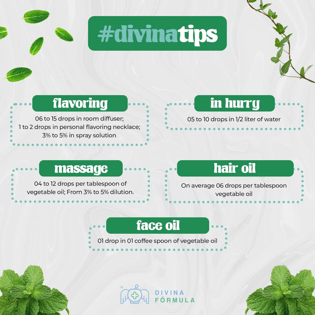 Divina Fórmula - 100% Pure Peppermint Essential Oil - Aromatherapy Oils, Essential Oils - Oil for Massage Divina FÓrmula Au supplements