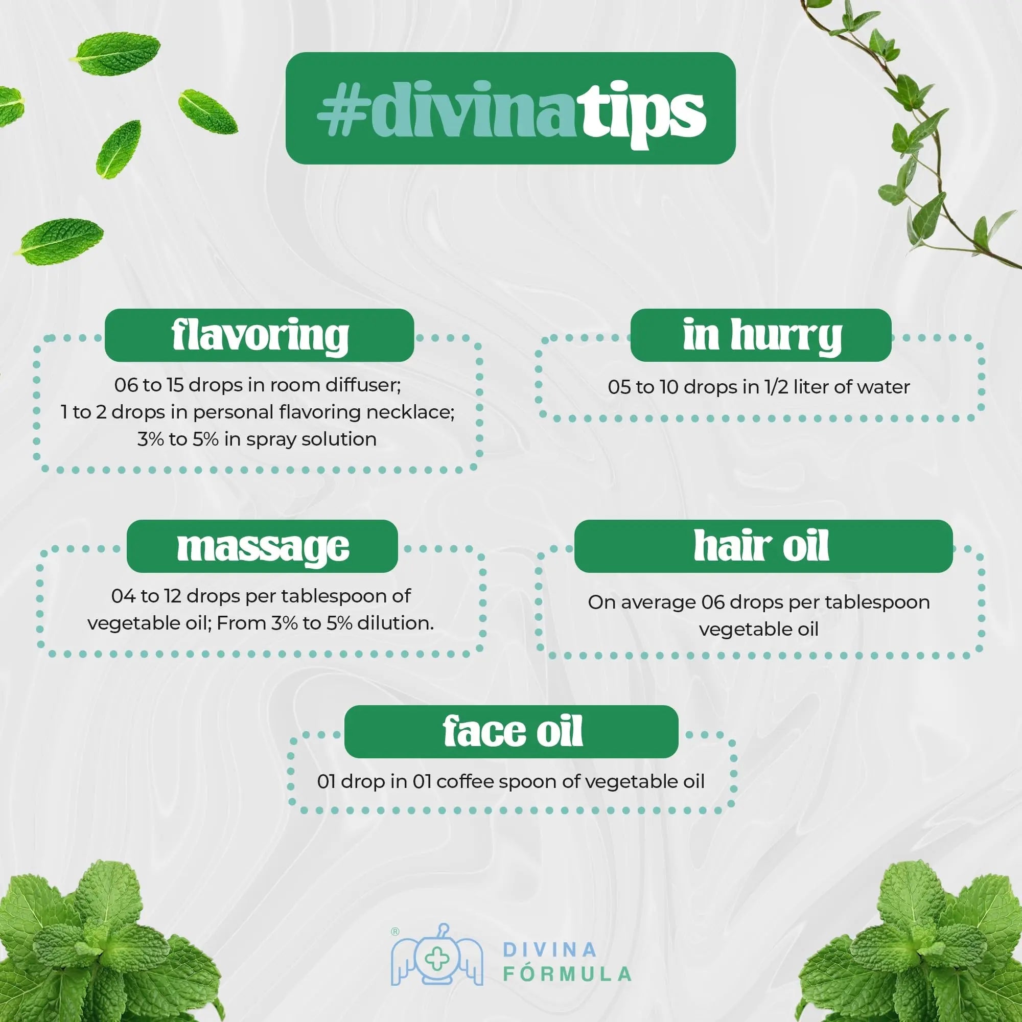 Divina Fórmula - 100% Pure Peppermint Essential Oil - Aromatherapy Oils, Essential Oils - Oil for Massage Divina FÓrmula Au supplements