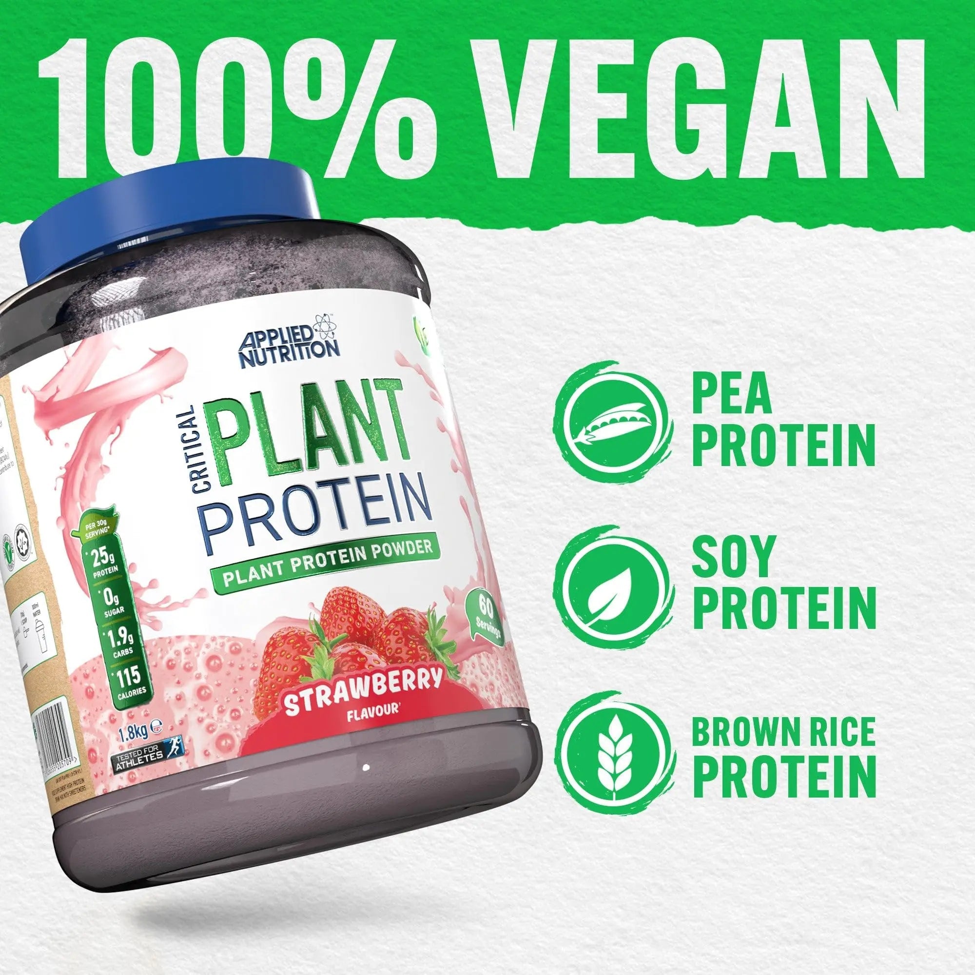 Applied Nutrition Plant Protein Powder – Critical Plant Vegan Protein Shake with SOYA Applied Nutrition Au supplements