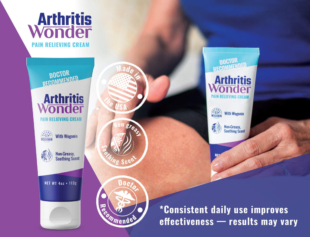 Arthritis Wonder Pain Relief Cream, 4 oz – Arthritis Pain Relief Cream for Hand, Knee, Foot and Wrist Joints – Fast-Acting, Deep Penetrating, Non-Greasy Formula with Natural Wogonin Arthritis Wonder Au supplements