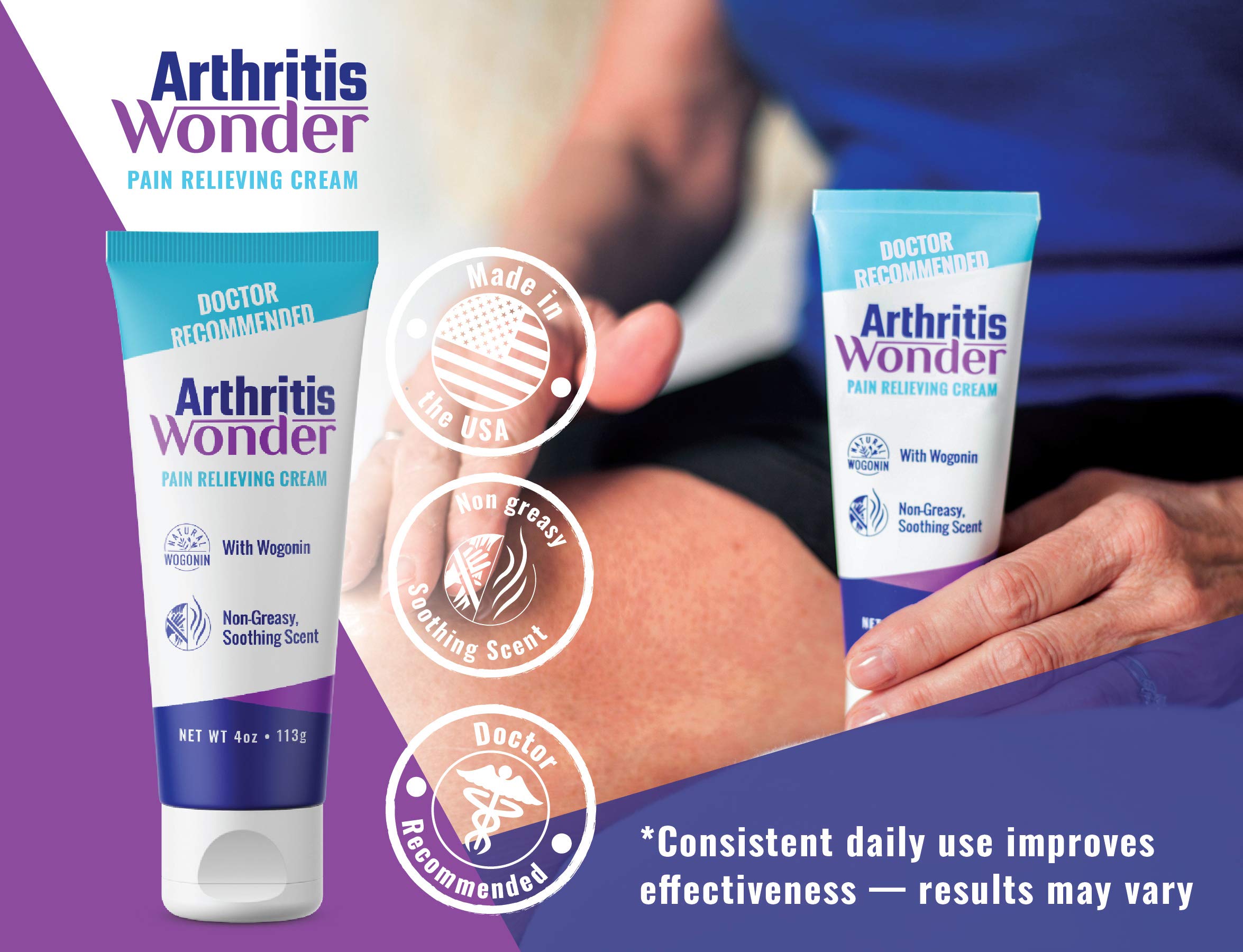 Arthritis Wonder Pain Relief Cream, 4 oz – Arthritis Pain Relief Cream for Hand, Knee, Foot and Wrist Joints – Fast-Acting, Deep Penetrating, Non-Greasy Formula with Natural Wogonin Arthritis Wonder Au supplements