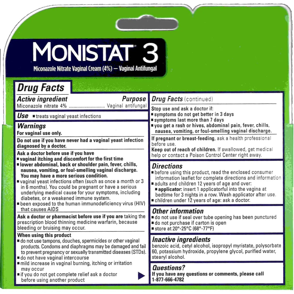 Monistat 3 Cream, 3-Day Treatment for Women: 1x Reusable Applicator & 1x 25g External Anti-Itch Cream Bundle (Pack of 2) Monistat Au supplements