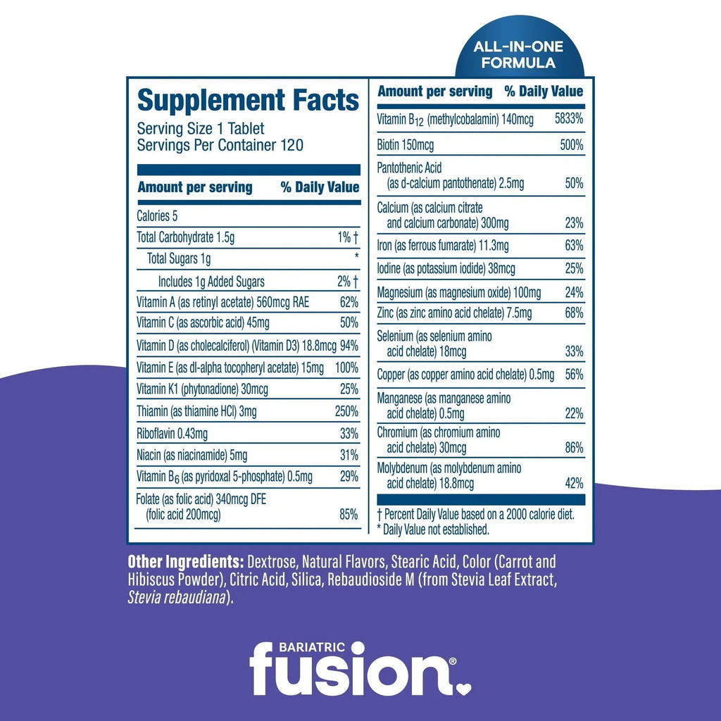 Bariatric Fusion Very Berry Complete Chewable Bariatric Multivitamin with Iron and Vitamin K for Bariatric Surgery Patients Including Bariatric Fusion Au supplements