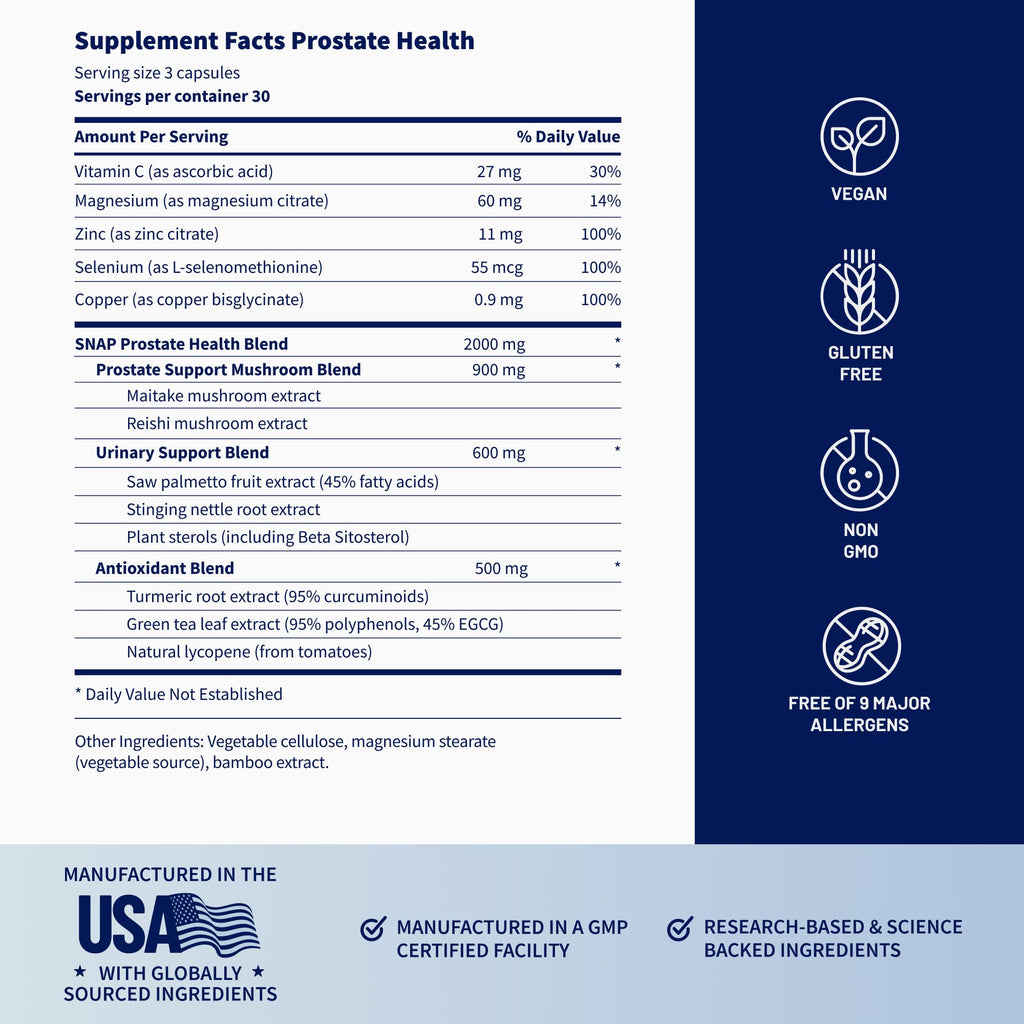 Snap Supplements Prostate Health Supplement with Saw Palmetto for Men, DHT Blocker - Helps Support Male Urinary Tract and Prostate for Mens Health