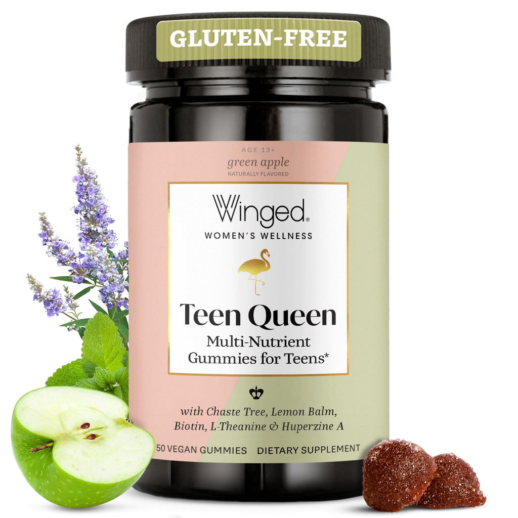 Winged Wellness Multivitamin Gummies for Teen Girls - Teen Vitamins for Mood & Hormonal Health - Vegan Gummy Supplement with Chaste Tree, Lemon Balm, L-Theanine, Probiotics & Biotin - 50 Gummies Winged Wellness Au supplements