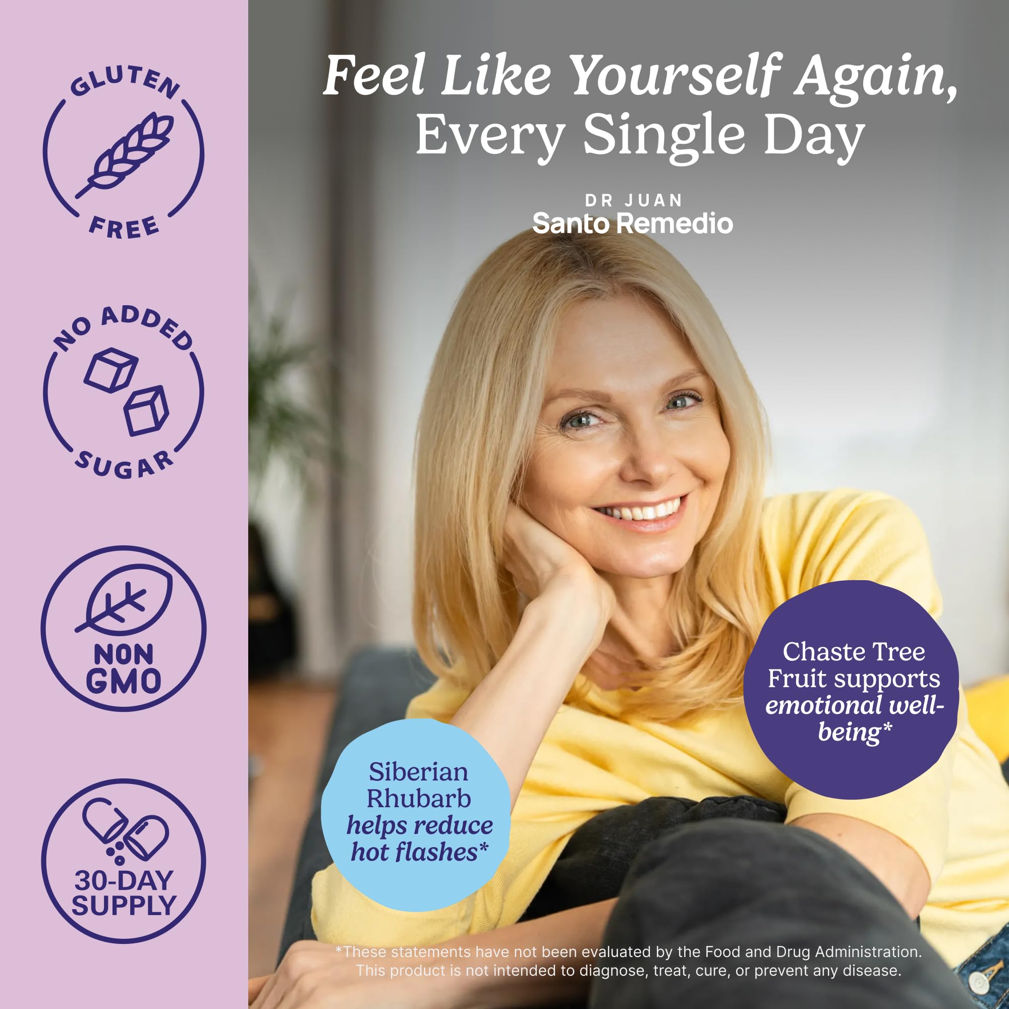 Santo Remedio Hormonal Balance for Women | Menopause Support for Hot Flashes, Night Sweats & Mood Swings | Hormone-Free Formula with Siberian Rhubarb, Chaste Tree & DIM | Doctor Juan Rivera Product Santo Remedio Au supplements