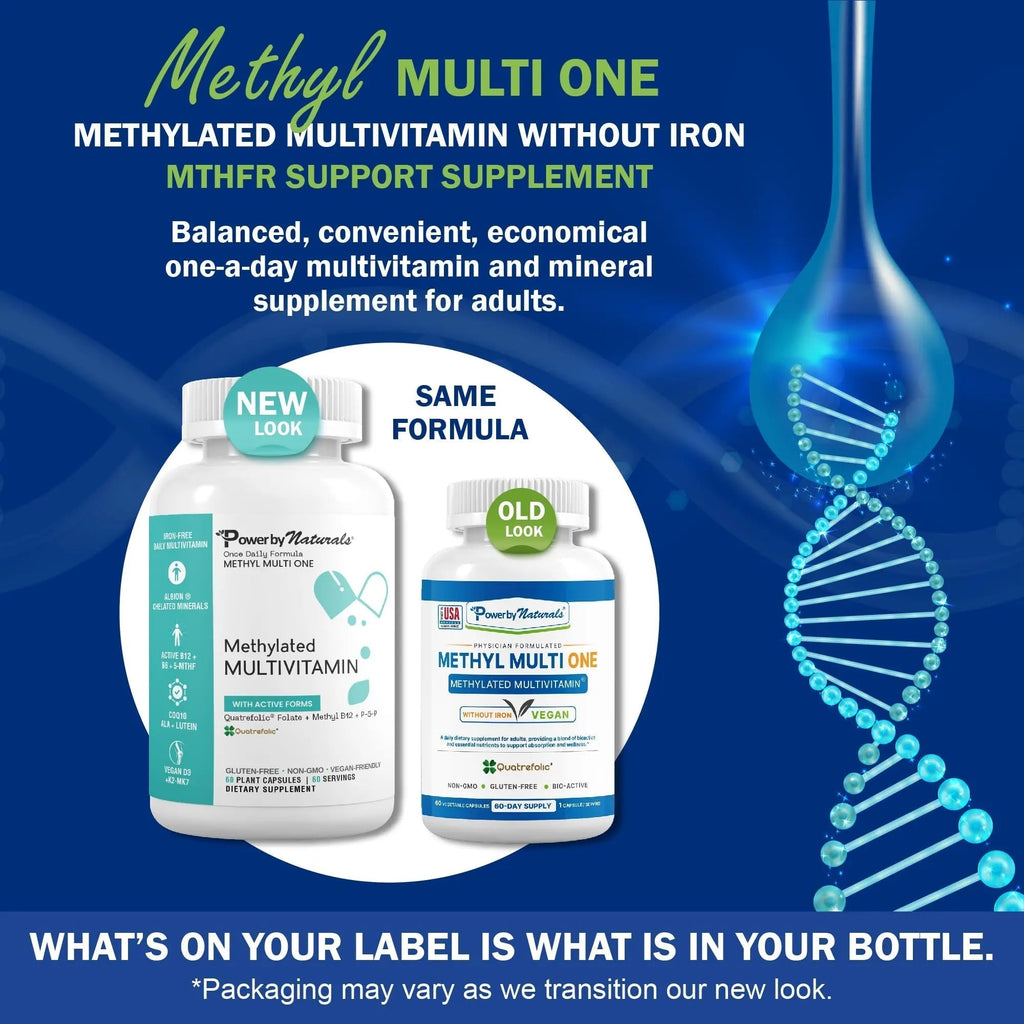 Power By Naturals Methyl Multi One - Iron-Free Methylated Multivitamin with Quatrefolic 5-MTHF, Active B12, P5P, CoQ10 & Zinc for MTHFR Support Power By Naturals Au supplements