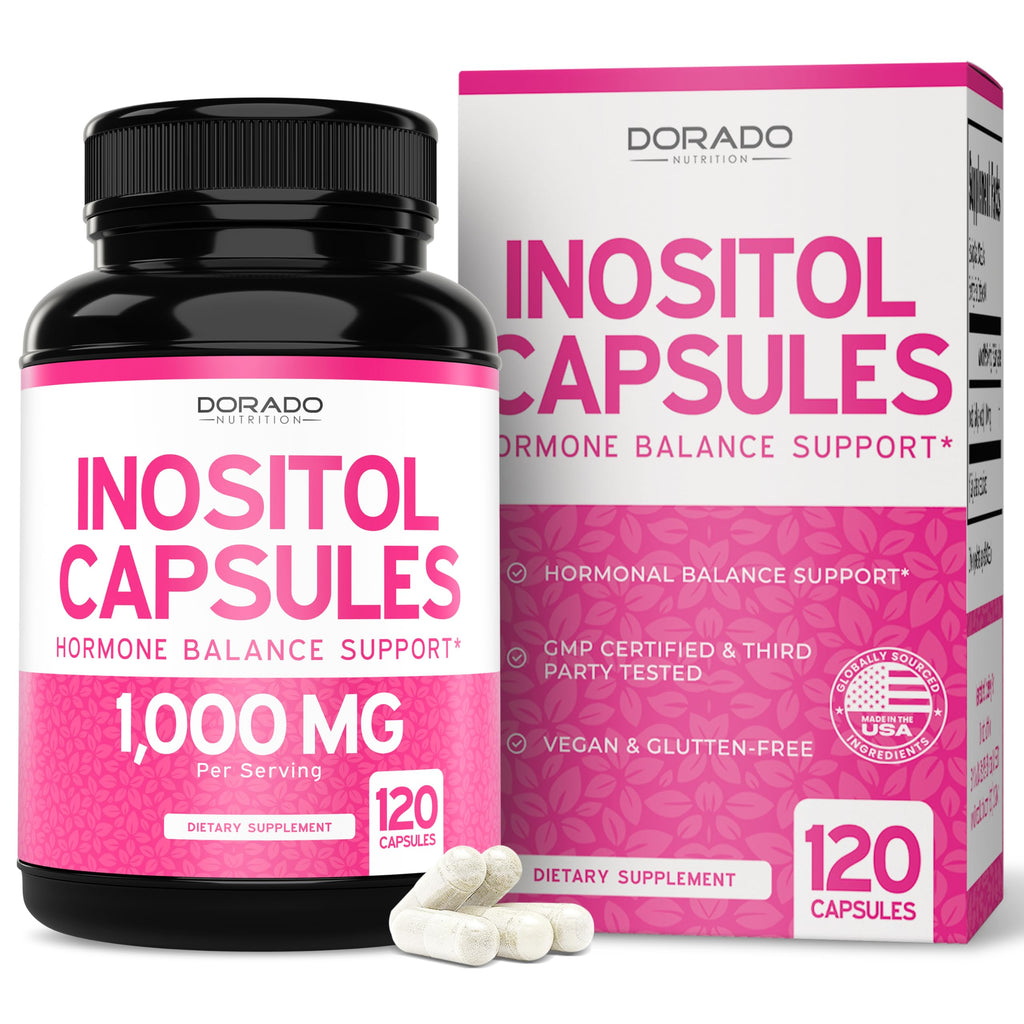 Inositol Capsules (Myo Inositol) (1000mg Per Serving 120 Capsules) Myo Inositol Supplement for Women Hormone Balance Support - Vegan Safe - Third Party Tested - Gluten Free & Made in USA (120 Count) DORADO NUTRITION Au supplements