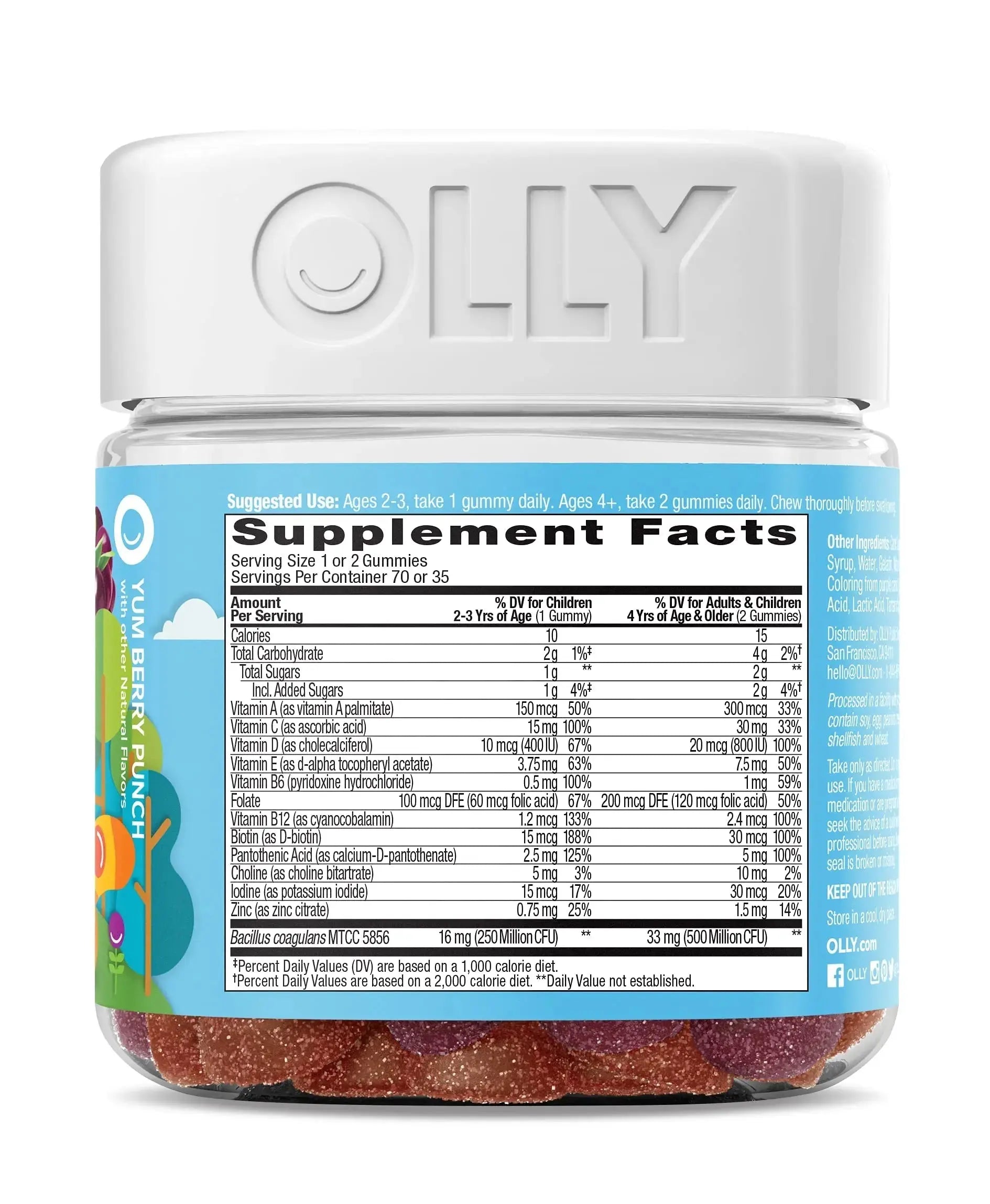 OLLY Gift, Family 2 Pack: Women's Multivitamin Gummy (90 Count), Kids Multivitamin + Probiotic Gummy (70 Count), Vitamins A, D, C, E, B, Chewable Supplement OLLY Au supplements