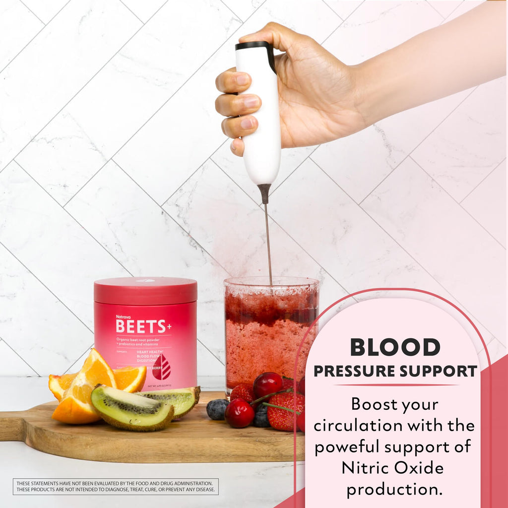 Natrava Beets+ Organic Beet Root Powder Blend Fortified with Vitamins & Prebiotics for Heart Healthy Energy & Nitric Oxide Production