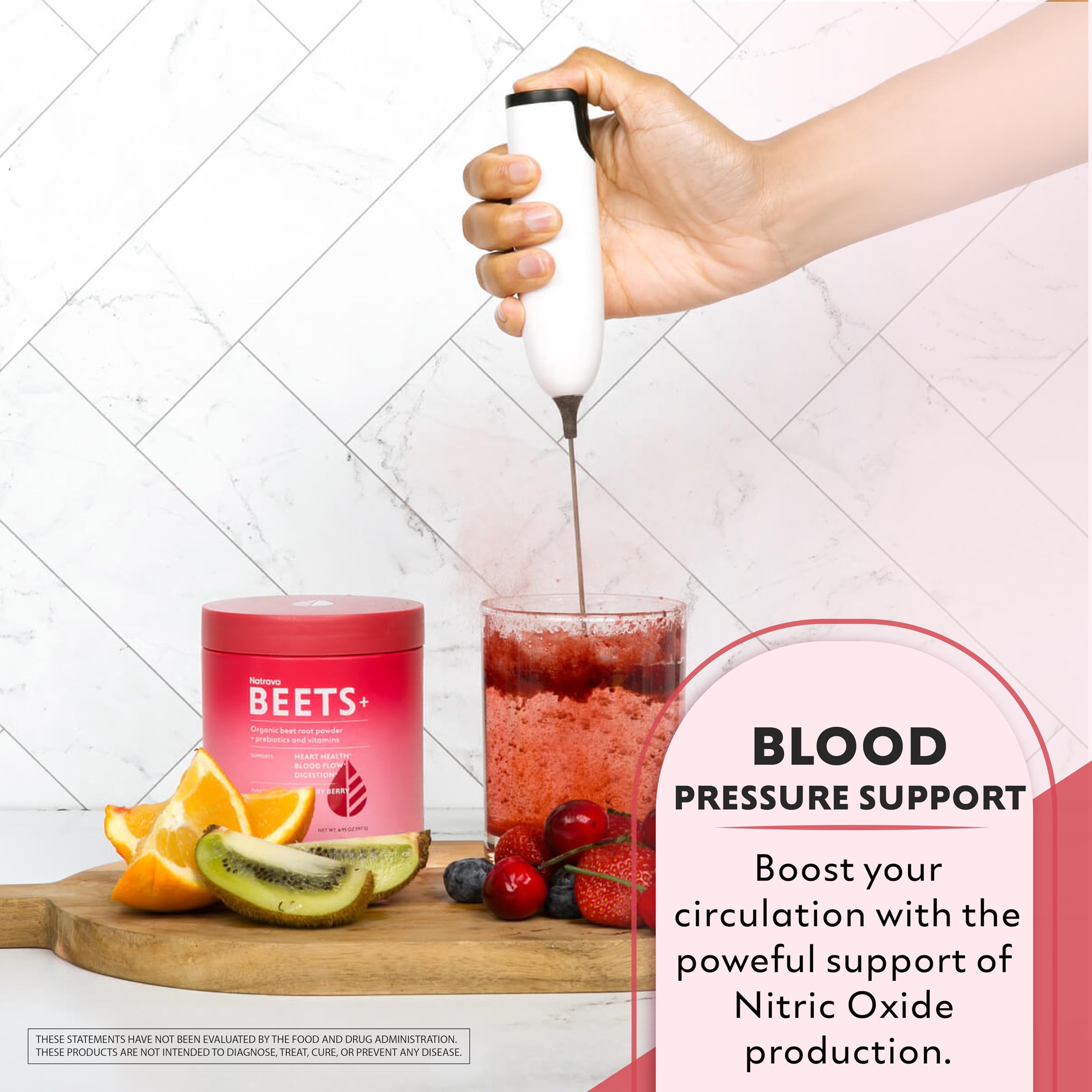 Natrava Beets+ Organic Beet Root Powder Blend Fortified with Vitamins & Prebiotics for Heart Healthy Energy & Nitric Oxide Production
