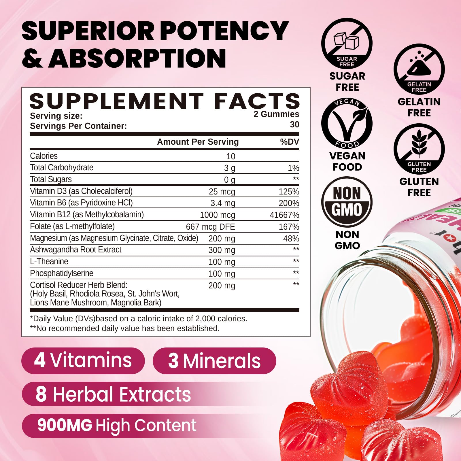 duwhot Cortisol Gummies, 15 in 1 Lower Cortisol Supplements for Women, w. Ashwagandha, Magnesium, Phosphatidylserine, Folate for Hormone Balance, Mood, Focus, Sleep Support, Sugar Free, Vegan, 60 duwhot Au supplements
