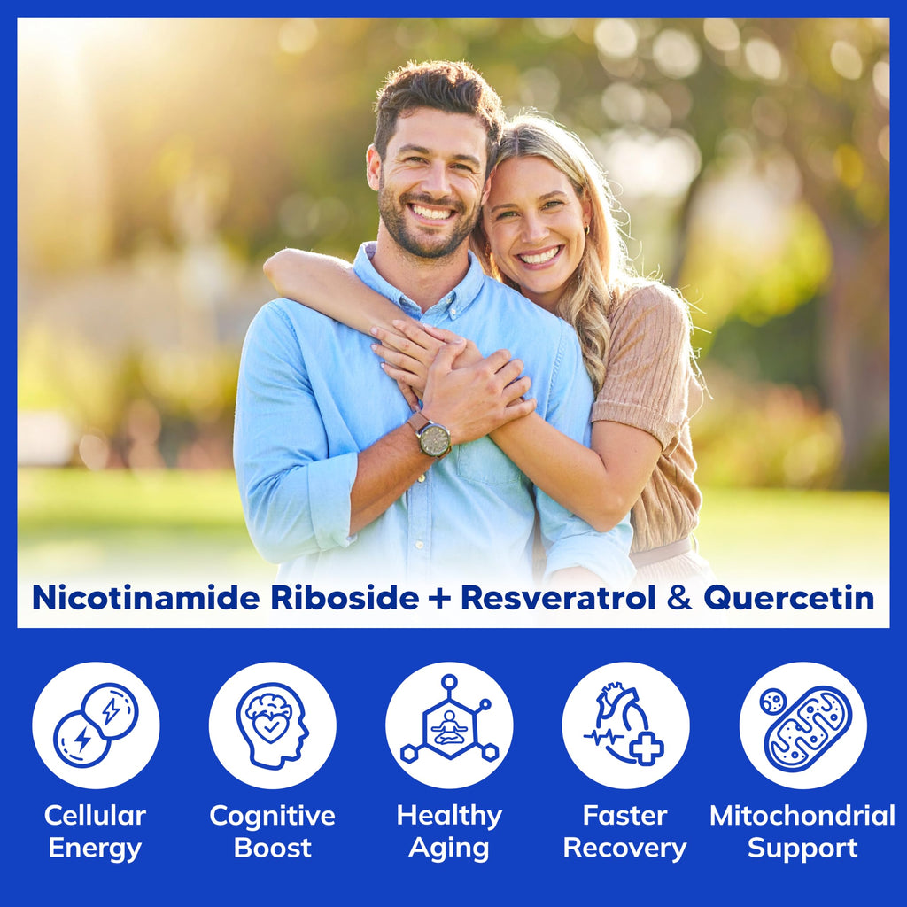 aSquared Nutrition NAD Resveratrol Supplement - NAD+ Nicotinamide Riboside 500mg (Vitamin B3) Plus Trans-Resveratrol & Quercetin - NMN Alternative for Men & Women - 60 Capsules aSquared Nutrition Au supplements