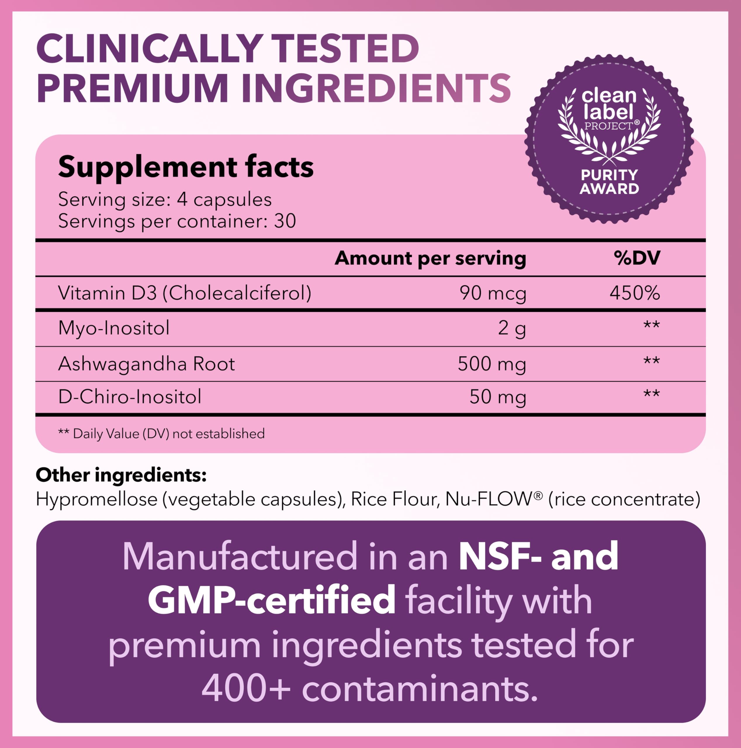 Intimate Rose Myo-Inositol & D-Chiro Inositol Supplement for Women - Hormone Balance & Ovarian Support for Women