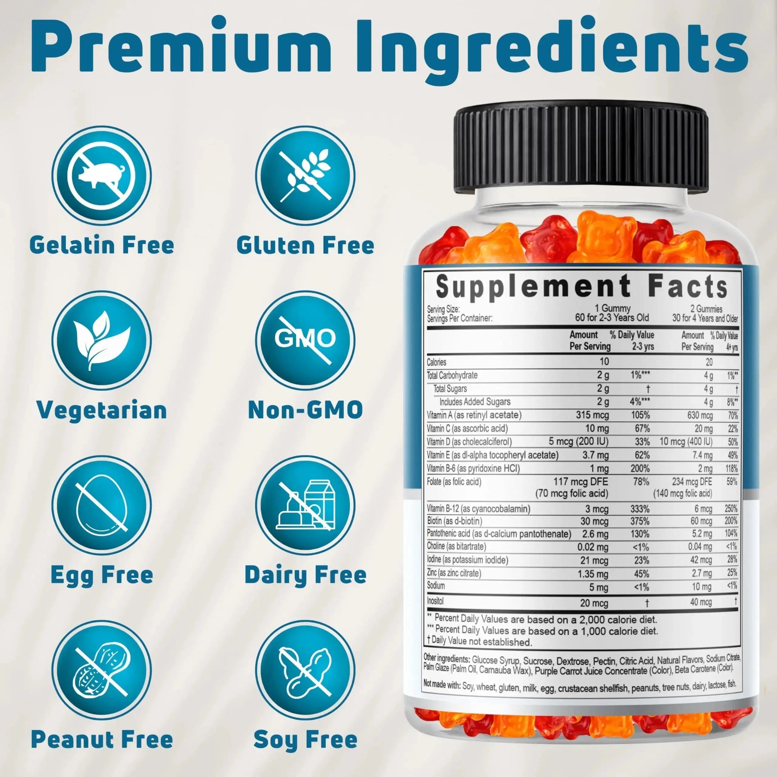 NUELATION Kids Multivitamin Gummies, 30-60 Day Supply with 14 Essential Kids Vitamins & Minerals. Toddler Vitamins for Overall Wellness. Non-GMO, Gelatin-Free, Gluten-Free, Vegetarian Children Vitamin NUELATION Au supplements
