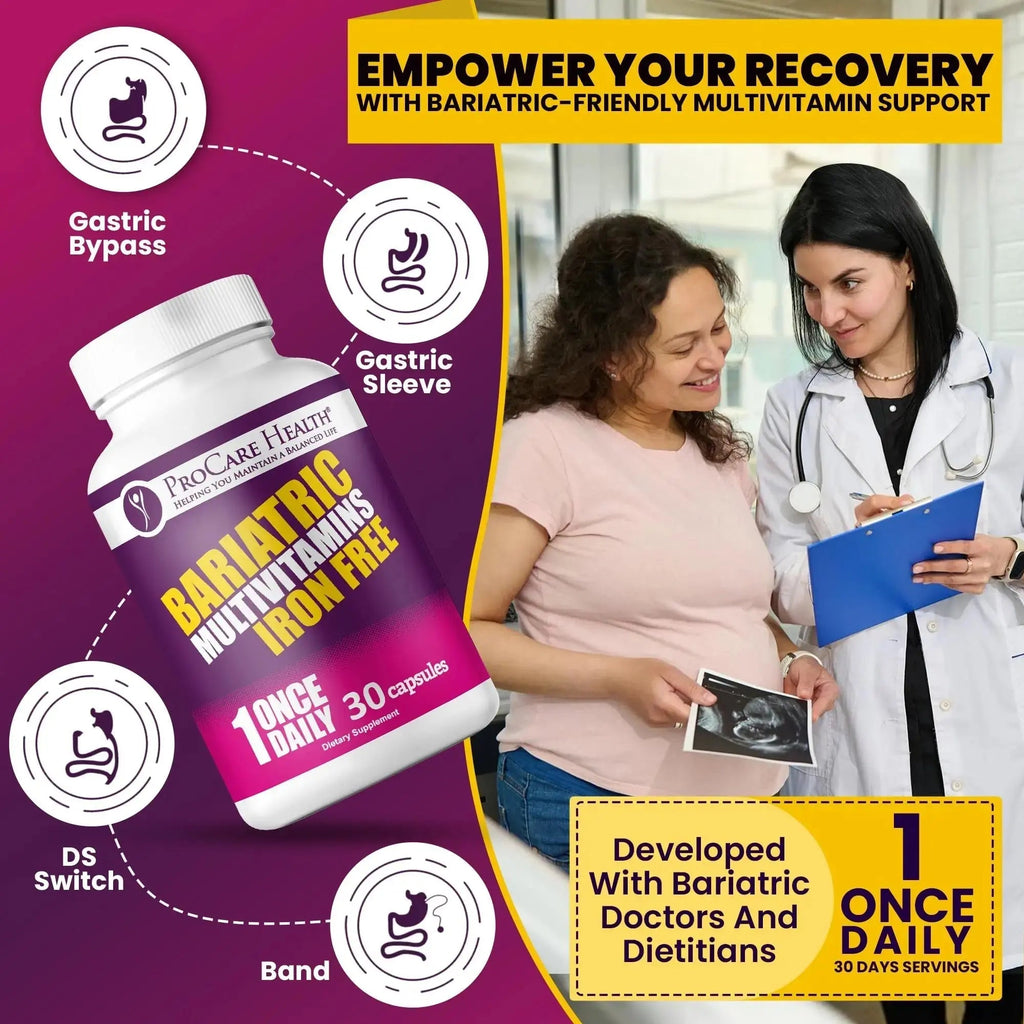Procare Health Bariatric Multivitamin with Iron Free (30 Fast Dissolving Veggie Capsule) - Bariatric Vitamins for Gastric Sleeve & Gastric Bypass ProCare Health Au supplements