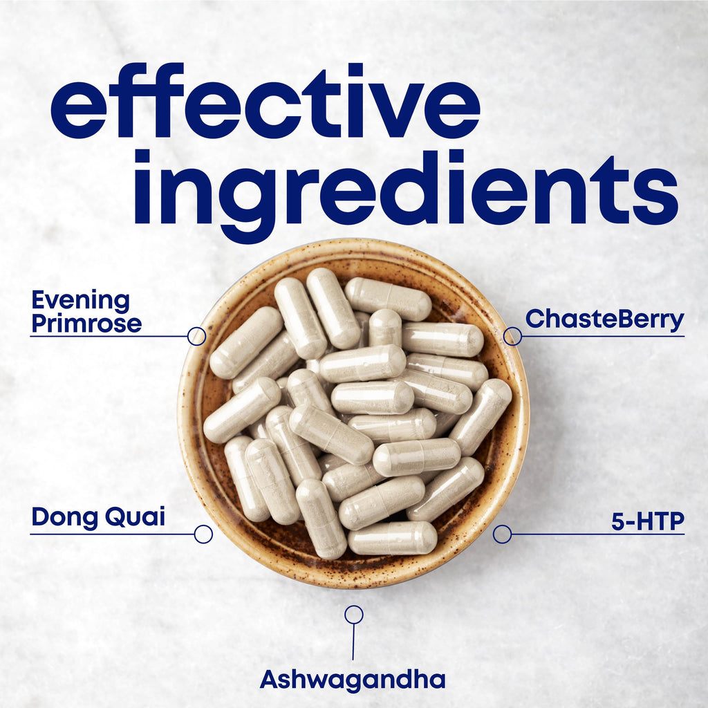 her own PMS, Supports PMS Symptoms, Promotes Positive Mood, Natural Hormone Balance, Helps Relieve Cramping, Hot Flashes Menopause Relief, Gluten and Soy Free, Vegan, 30 Capsules, 30 Servings her own Au supplements