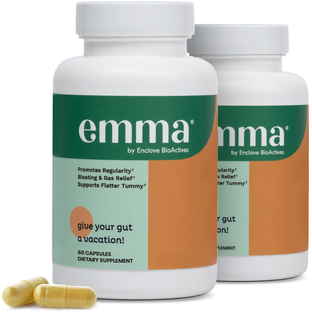 Emma Gut Health - 2 Pack - Gas and Bloating Relief, Constipation, Leaky Gut Repair - Gut Cleanse & Restore Digestion - Regulate Bowel Movement. Probiotics and Laxative Alternative, 120 Capsules Emma Au supplements