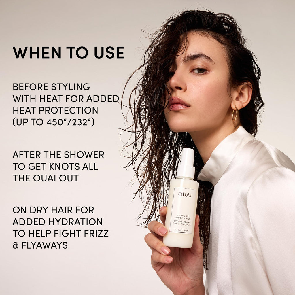 OUAI Leave In Conditioner & Heat Protectant for Hair - Prep Hair for Styling or Use as Detangling Spray to Fight Frizz & Flyaways - No Parabens, Sulfates or Phthalates (4.7 oz) OUAI Au supplements
