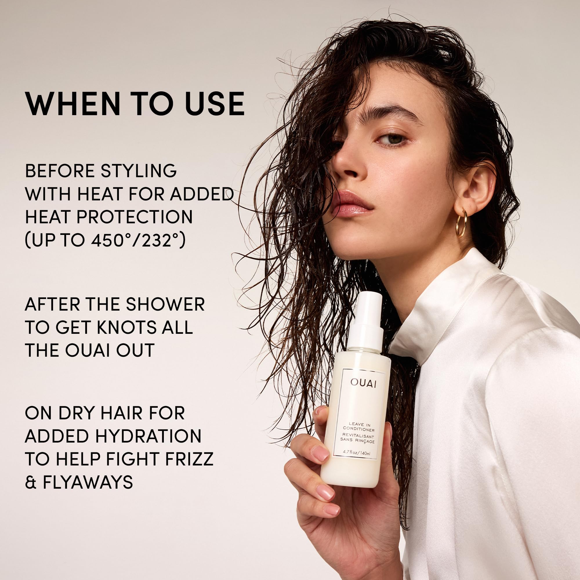 OUAI Leave In Conditioner & Heat Protectant for Hair - Prep Hair for Styling or Use as Detangling Spray to Fight Frizz & Flyaways - No Parabens, Sulfates or Phthalates (4.7 oz) OUAI Au supplements