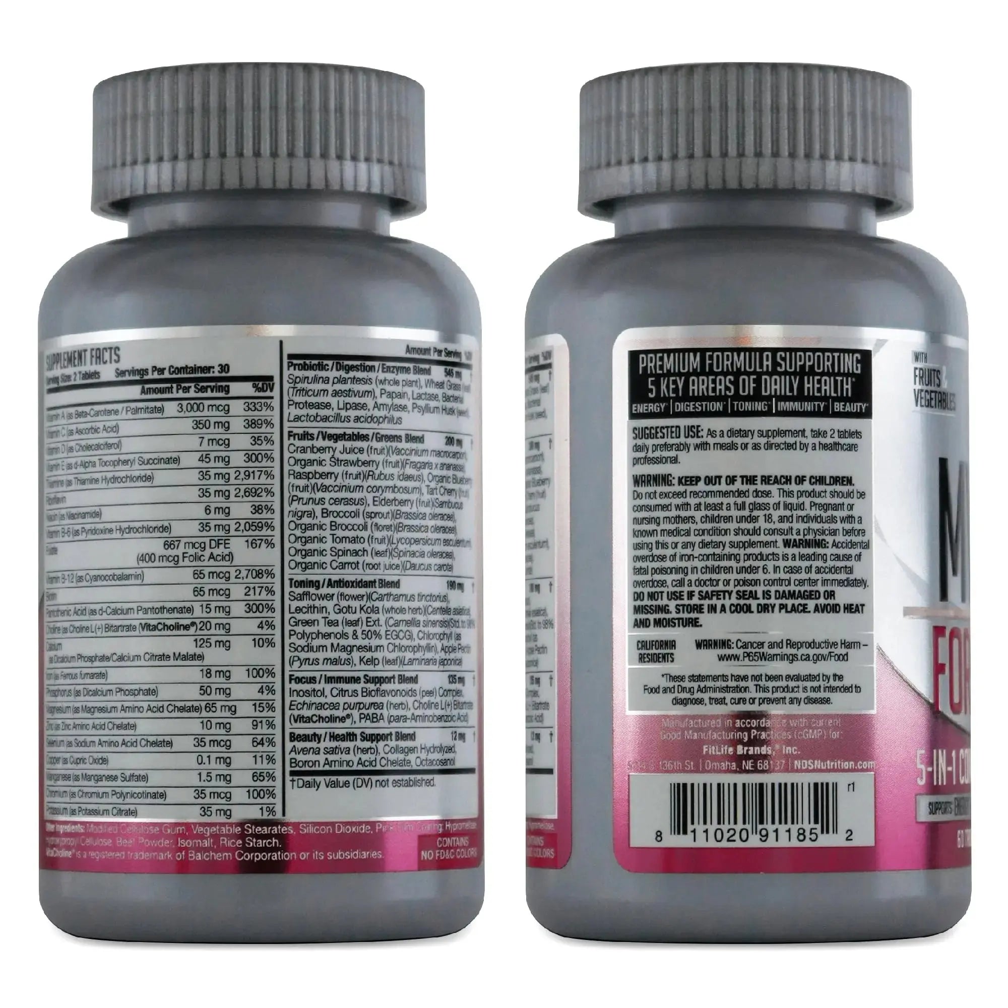 FitLife Brands Women's Nutrition MV360, 5-in-1 Complete Multivitamin with Essential Vitamins for Energy, Digestion, Toning, Immune Support FitLife Brands Au supplements