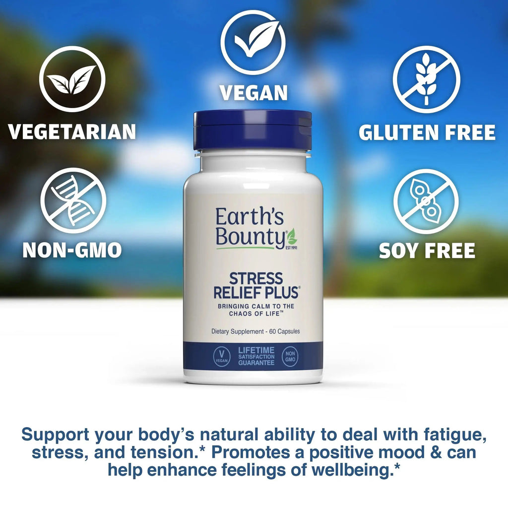 Earth's Bounty - Stress Relief Plus - 60 Vegetarian Capsules - All Natural Formula - Stress Support & Mood Enhancing Supplement Earth's Bounty Au supplements