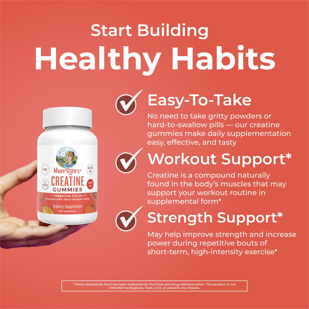 MaryRuth's Creatine Gummies | Creatine Monohydrate Gummies | 3g Creatine Per Serving | Creatine for Women & Men | Tangerine Citrus Flavor | Exercise | Workout | Sugar Free | Vegan | 90 Count MARYRUTH'S Au supplements