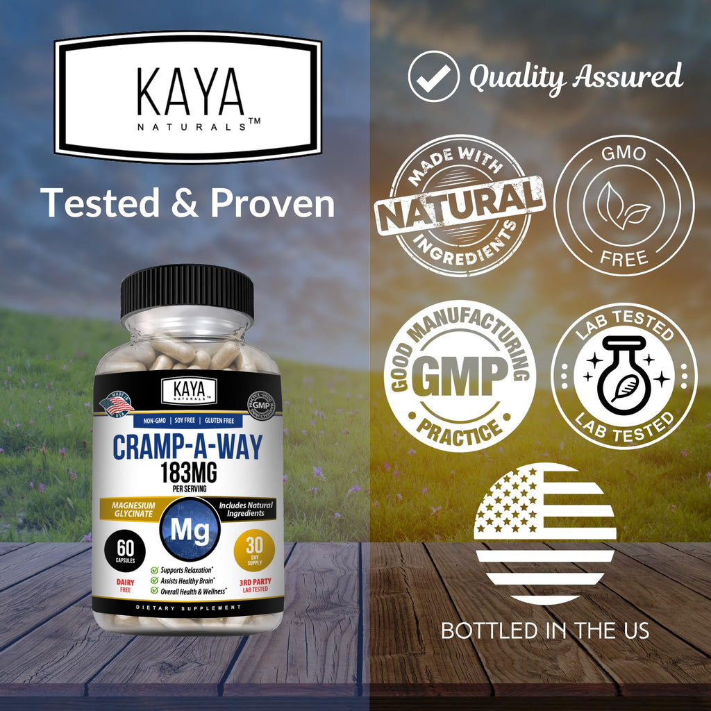 Kaya Naturals Cramp-A-Way Magnesium Glycinate 183mg (60 Count (Pack of 1) Kaya Naturals Au supplements