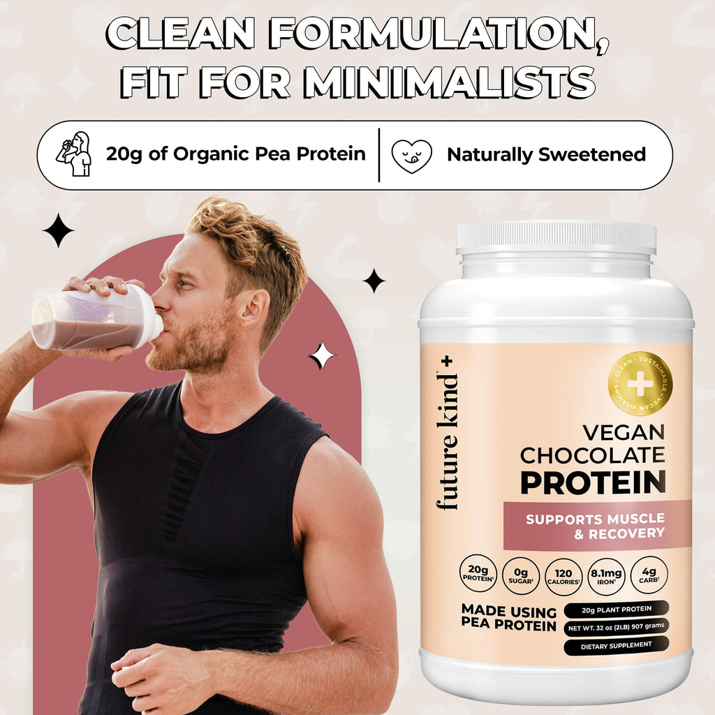 Future Kind Vegan Protein Powder, Chocolate, Pea Plant Protein for Lean Muscle with Iron & Fiber, Whey-Free, Sugar-Free, Soy-Free, Non-Dairy (34 Servings) Future Kind Au supplements