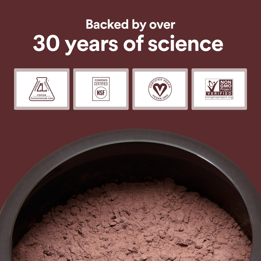 CocoaVia Cocoa Flavanols 500mg – Heart and Brain Support, High Flavanol Cocoa Extract, Boosts Nitric Oxide, Blood Circulation and Memory, Preworkout, Vegan