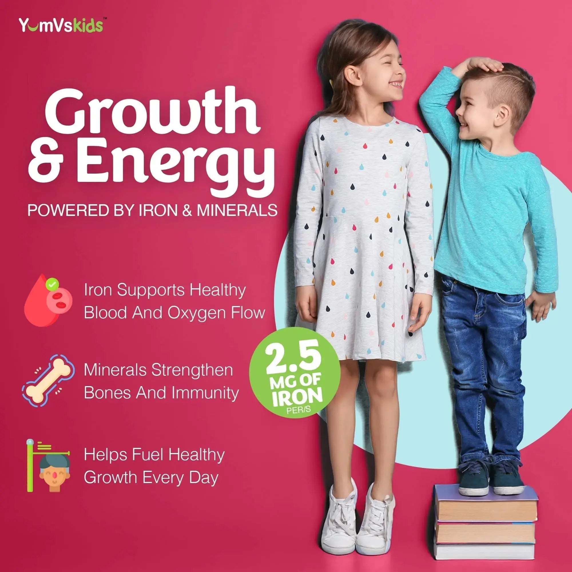 YumVs Kids Multivitamin with Iron & Minerals Chewable Tablets – Grape & Berry Flavor Vitamins for Toddlers & Children Age 2+ – Daily Multivitamin YUM-V'S Au supplements