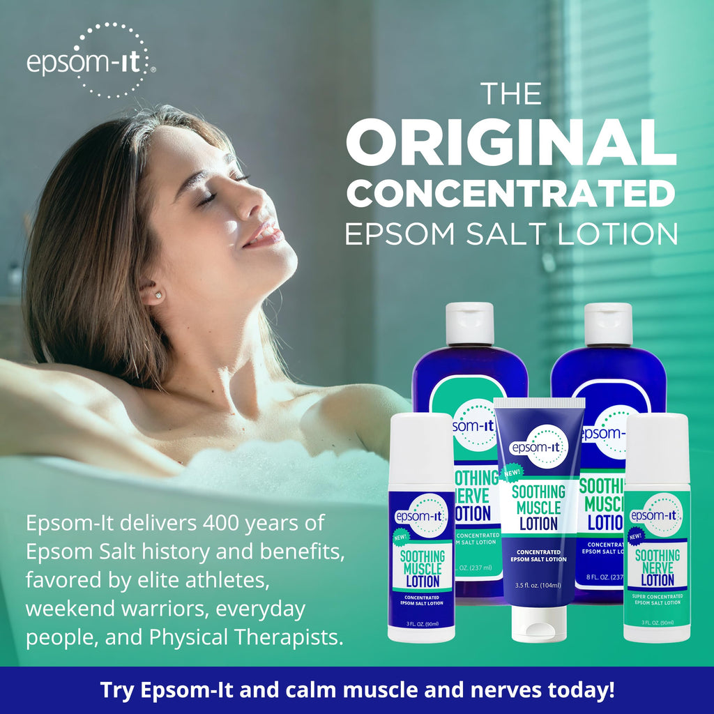 EPSOM-IT Soothing Muscle Lotion - Roll On Epsom Salt Lotion with Arnica for Muscle Stiffness, Leg, Knees and Feet Discomfort, Topical Magnesium Cream, 3oz, 2-Pack EPSOM-IT Au supplements