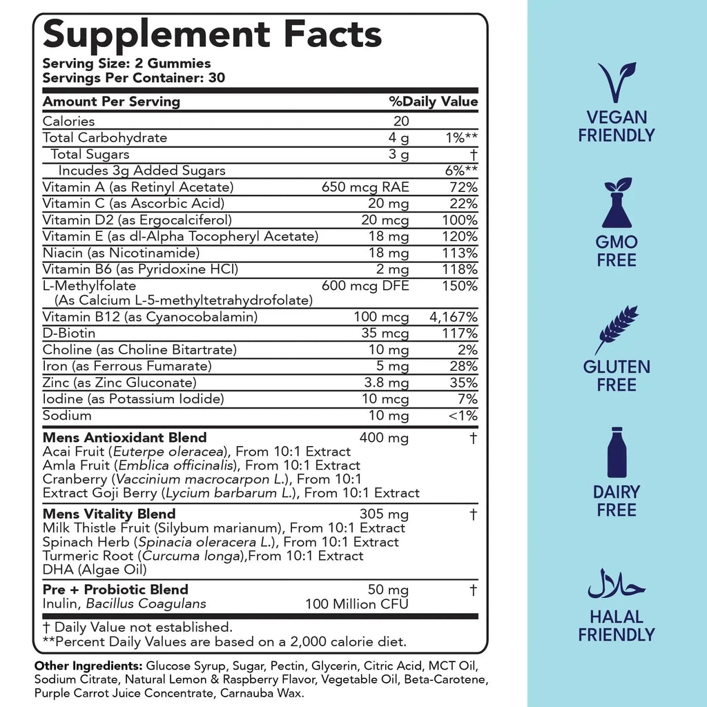 Sakoon nutrition Men's Multivitamin Gummies with Probiotics and Prebiotics, Adult Multivitamin A, C, D, E, B & More Sakoon nutrition Au supplements