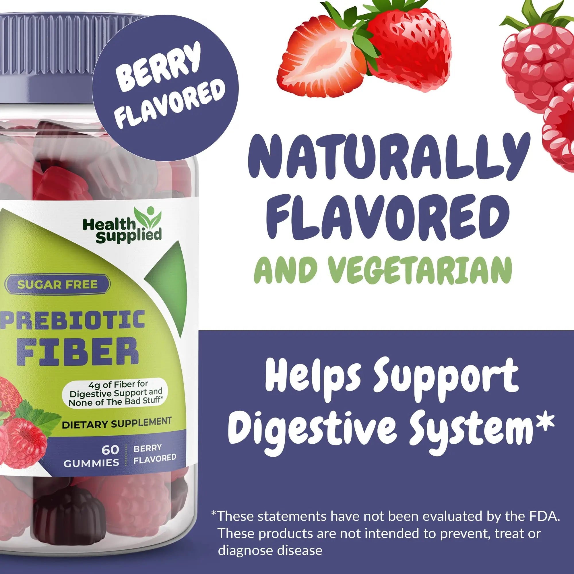 Fiber Prebiotic Gummies Sugar Free, Keto Friendly | Gut Cleansing, Digestive Health Regularity Health Supplied Au supplements