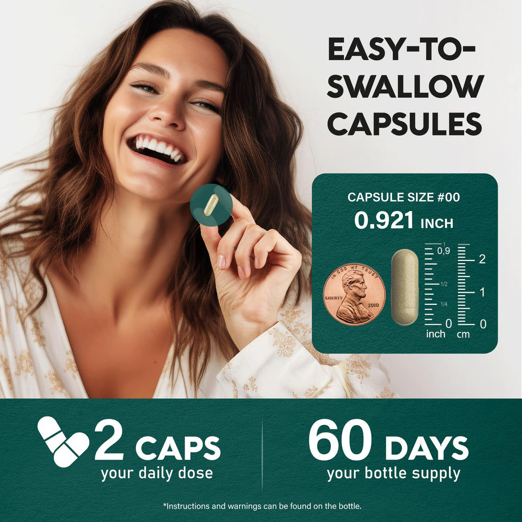 Lions Mane Supplement Capsules - Organic Lions Mane - Made in USA - Fruiting Bodies Extract - 1200 mg, 25% Polysaccharides - Memory & Focus Support