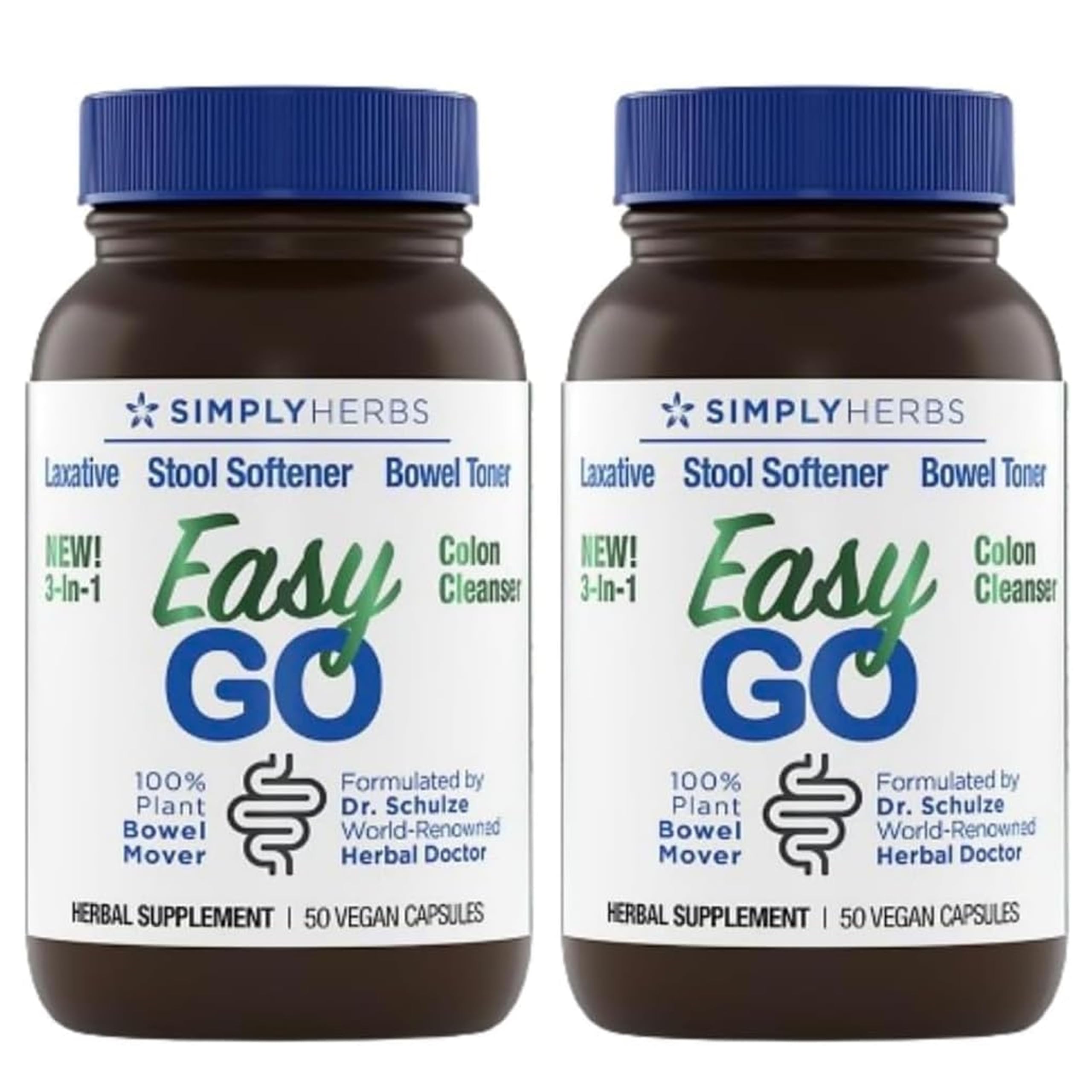 Simply Herbs Easy Go Bowel Mover - Adult Cleansing Supplement for Colon Health Support - Bowel Movement Aid - Stool Softener - Daily-Use Laxative - Plant-Based Ingredients - Vegan - 100 Count (2 Pack) Dr. Schulze's Au supplements