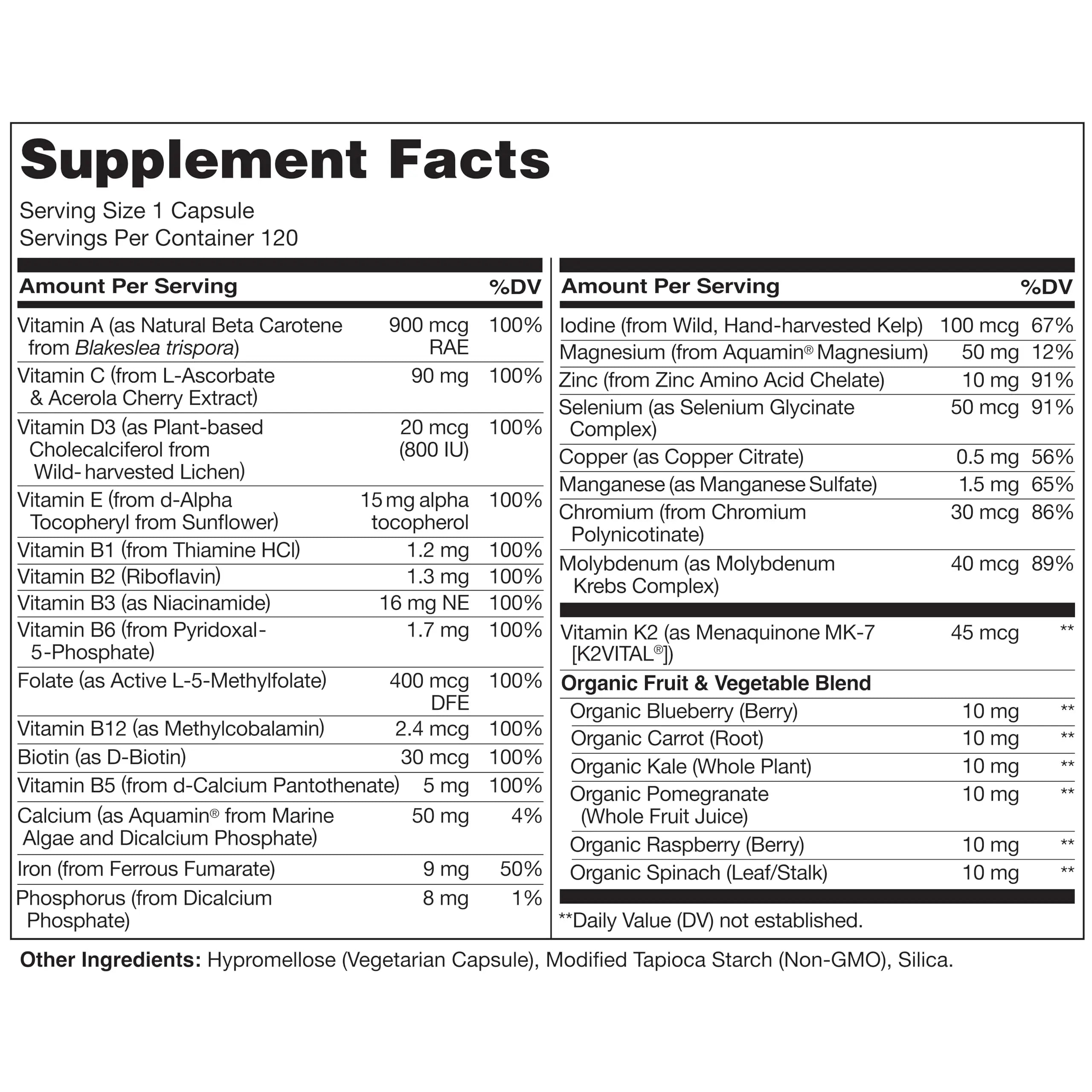 NATURELO One Daily Multivitamin for Women w/Vitamin B12, 120 Ct, Energy Support, Whole Food Daily Women Multivitamin Supplement, Nourish Hair/Skin/Nail, Non-GMO NATURELO Au supplements