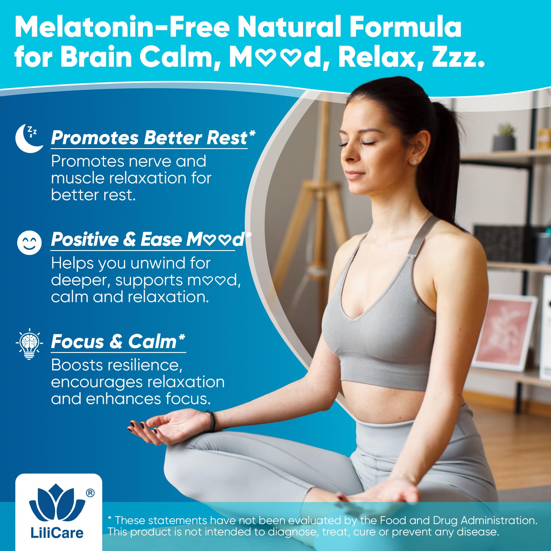 L Theanine Calm Gummies 500mg, Sugar-Free Liposomal L-Theanine Supplement, w/Safforn, Magnesium Glycinate, GABA, Ashwagandha, Algae Omega-3, Vitamin D3 B12