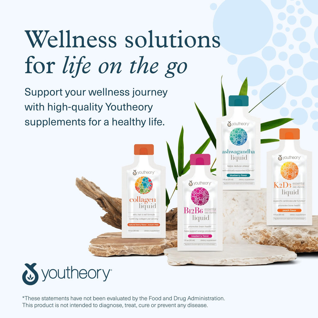 Youtheory Ashwagandha Liquid - with Organic KSM-66 Ashwagandha - Herbal Blend to Support Stress Relief & Energy Levels* - Helps Support Mood* - 1 oz Single Serve Packet, Pack of 12 Youtheory Au supplements