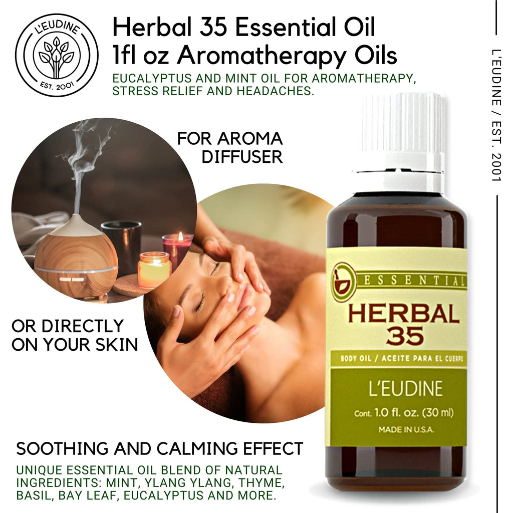 L'eudine Herbal 35 Essential Oil, Soothing and Calming Eucalyptus Essential Oil, Powerful Blend L'eudine Au supplements