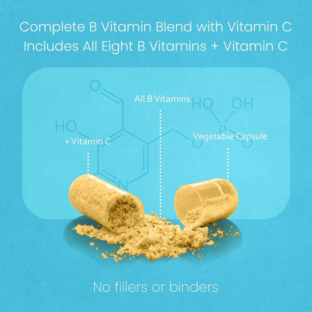 NaturaLife Labs Vitamin B Complex – All B Vitamins Including Active B2, B6, B9 & B12 (Methylcobalamin), Plus B1, B3, B5, B7 & Vitamin C – 100 Capsules