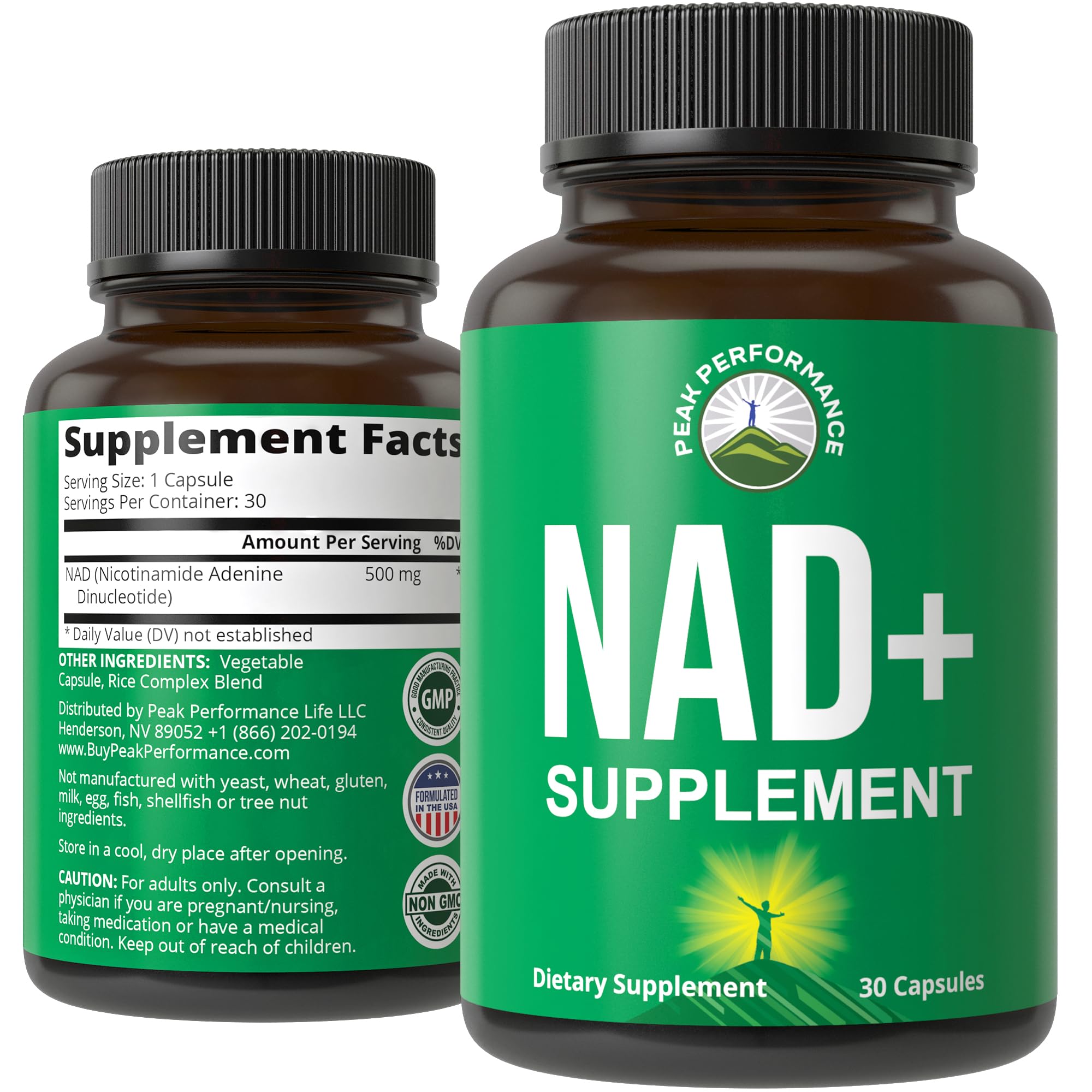 Ultra High Purity NAD Supplement for Women and Men. NAD+ Similar to Nicotinamide Riboside. Supports Energy, Brain Function, Healthy Aging & Longevity. Third Party Tested Non-GMO Supplements Peak Performance Au supplements