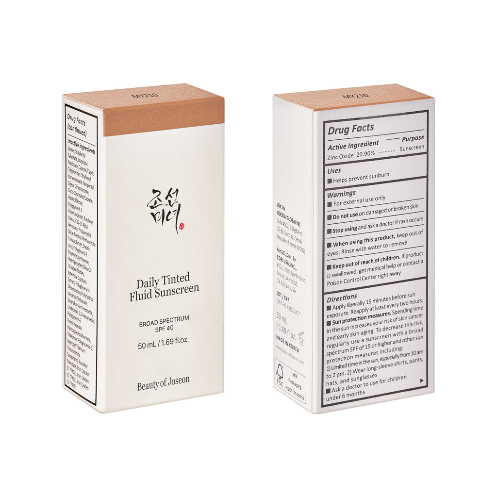 Beauty of Joseon Daily Tinted Fluid Sunscreen 12 Shades for Face Moisturizing Broad Spectrum SPF 40 Korean Skincare 50ml, 1.69 fl.oz