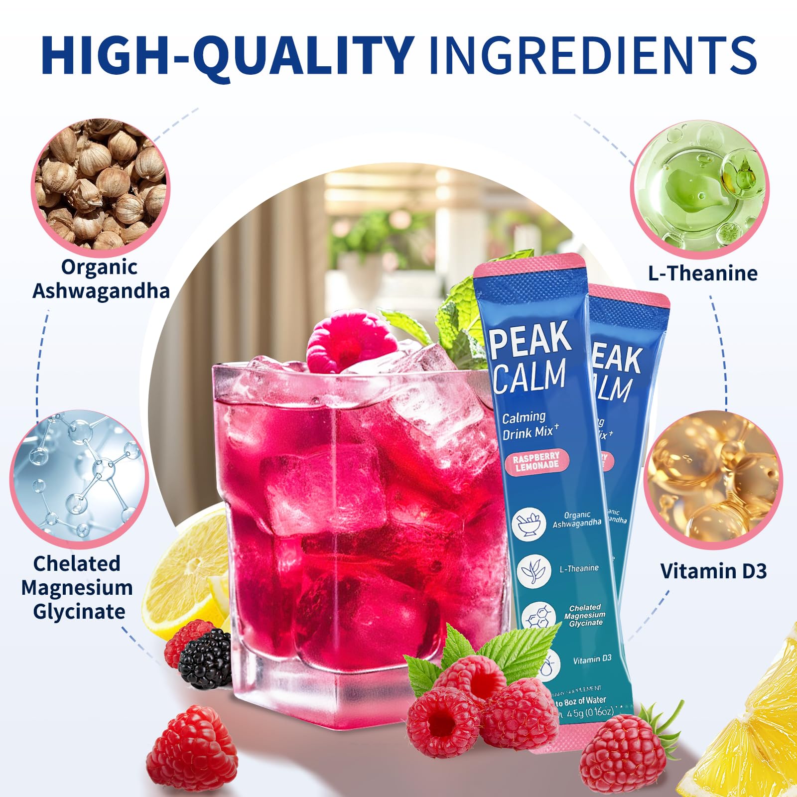 40 Count Super Cortisol Calm Drink with Magnesium Glycinate, Ashwagandha, L-Theanine & Vitamin D3 |Magnesium glycinate Powder for Relaxation, Focus & Sleep Support | Raspberry Lemonade | No Sugar OLELON Au supplements