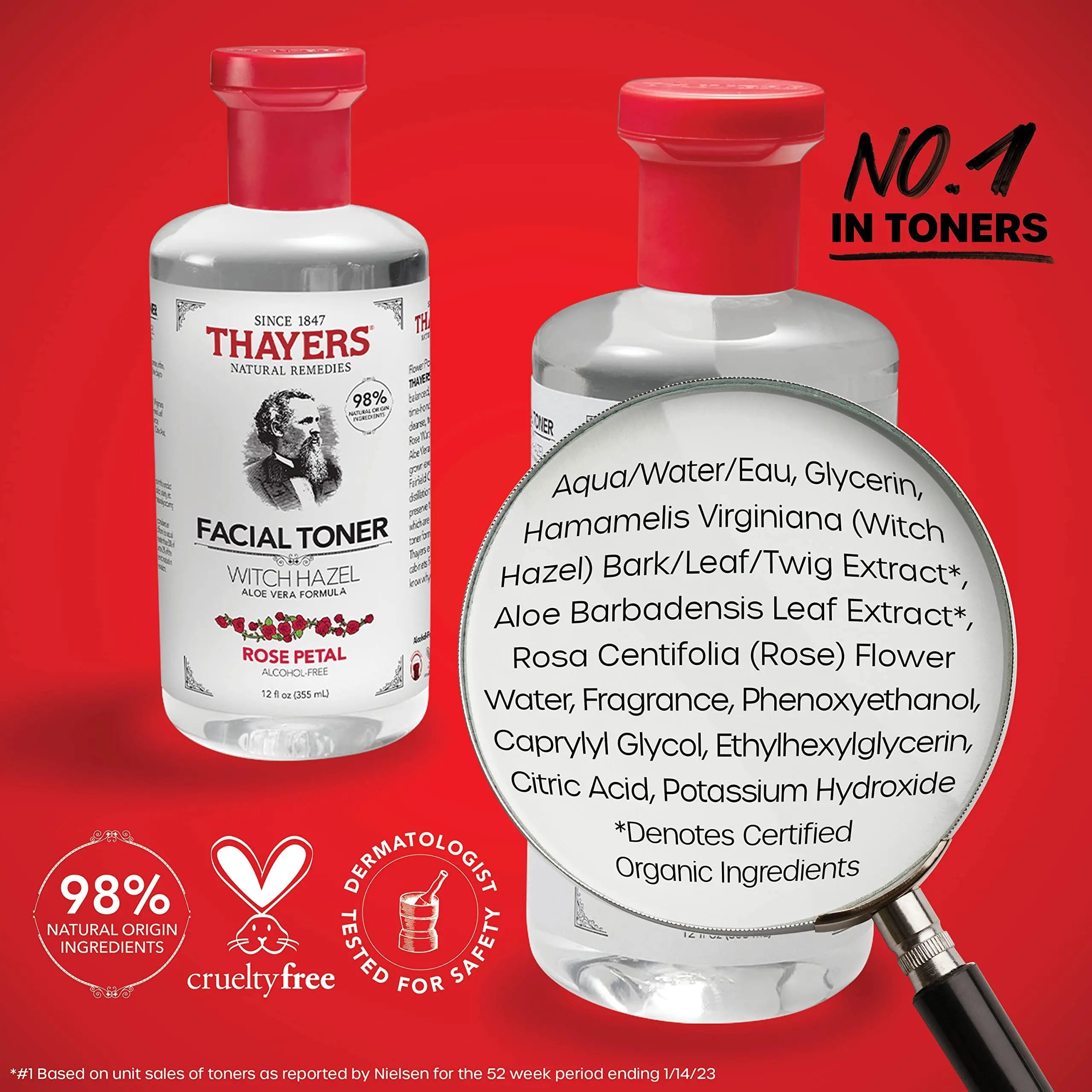 Thayers Alcohol-Free, Hydrating Rose Petal Witch Hazel Facial Toner 12 oz + 3oz THAYERS Au supplements