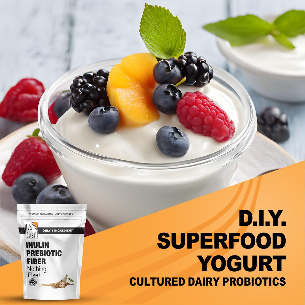 It's Just! - Inulin Prebiotic Fiber, Water Soluble, Chicory Root Powder, Promotes Gut Health, Made in USA, Product of Belgium, Vegan/Keto Friendly
