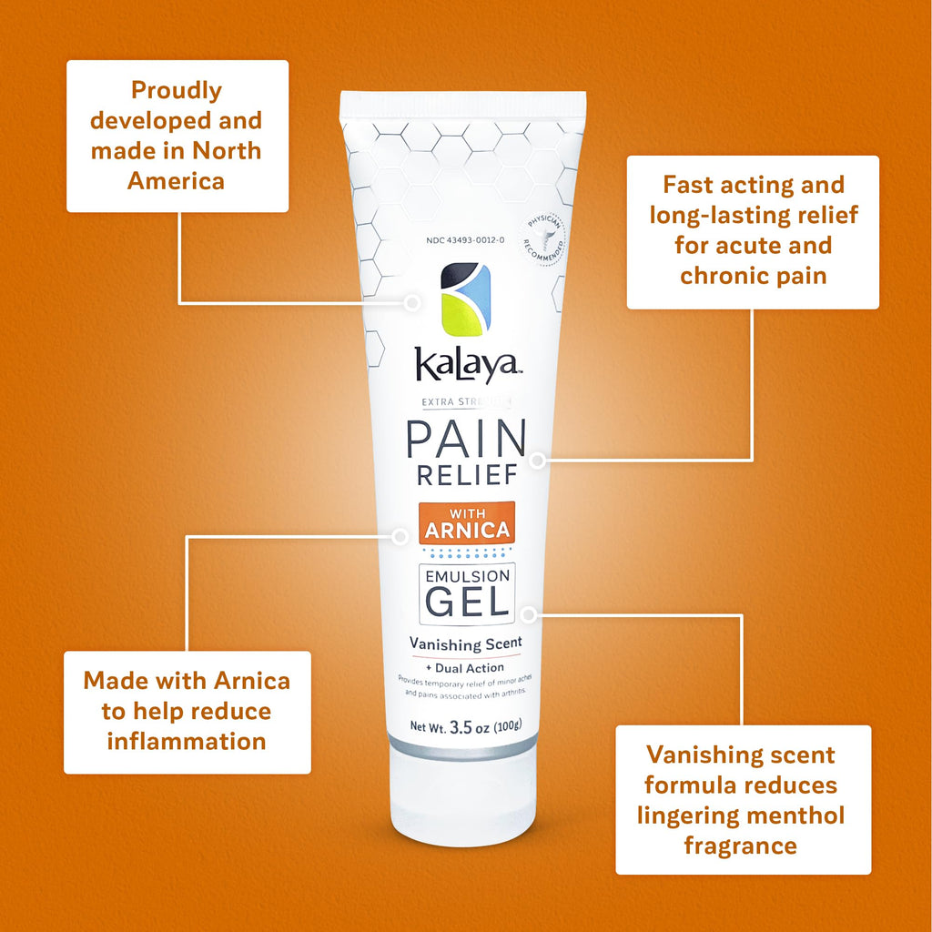 Kalaya Extra Strength Pain Relief Gel with Arnica -Fast Acting, Long Lasting, Vanishing Scent, medically formulated for Arthritis, Joints, Muscle, Back, Neck, Shoulder, Hand and Knee Pain Kalaya Naturals Au supplements